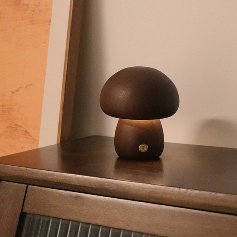 Wooden Cute Mushroom LED Night Light - Luma Lights
