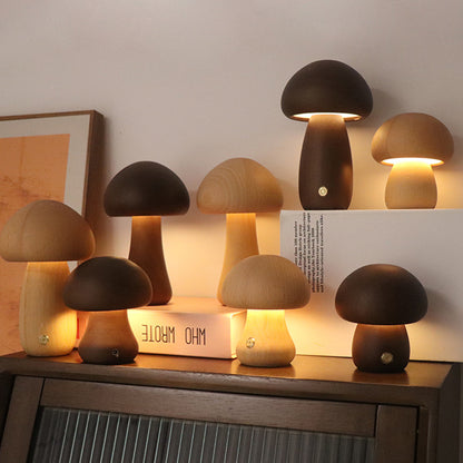 Wooden Cute Mushroom LED Night Light - Luma Lights