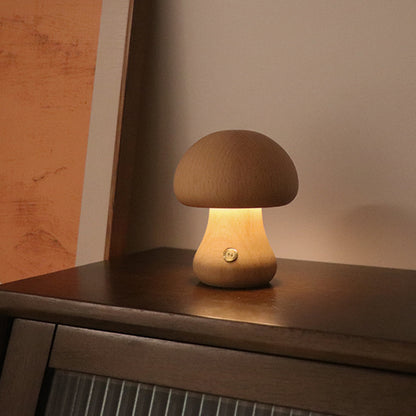 Wooden Cute Mushroom LED Night Light - Luma Lights