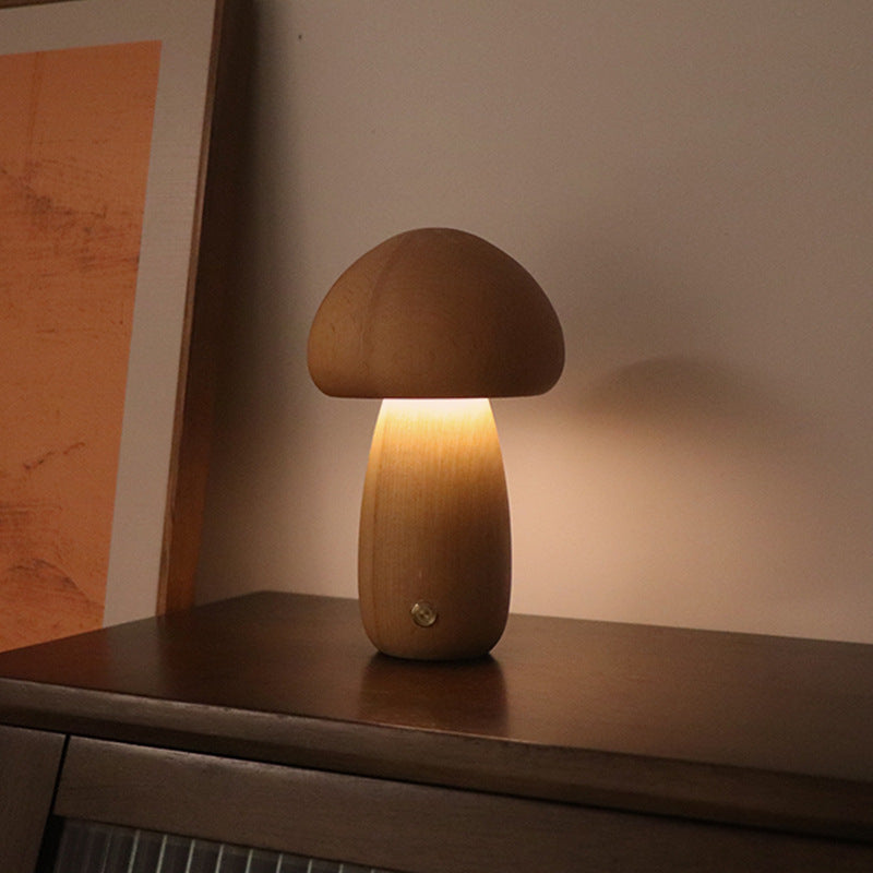 Wooden Cute Mushroom LED Night Light - Luma Lights