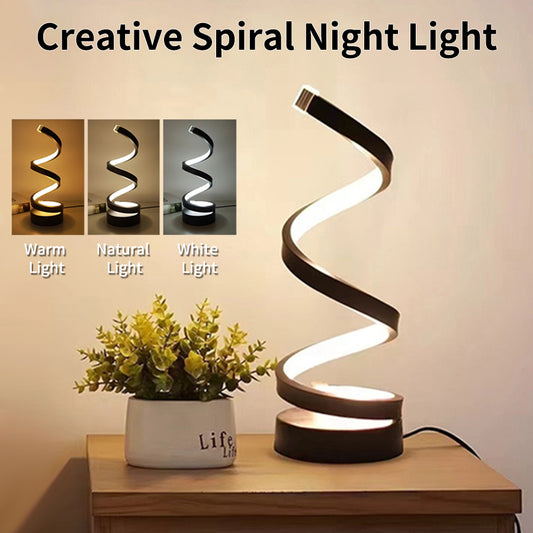 USB Plug In Creative Spiral LED Night Light Dimmable 3 Colors Adjustable - Luma Lights