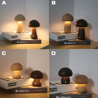 Wooden Cute Mushroom LED Night Light - Luma Lights