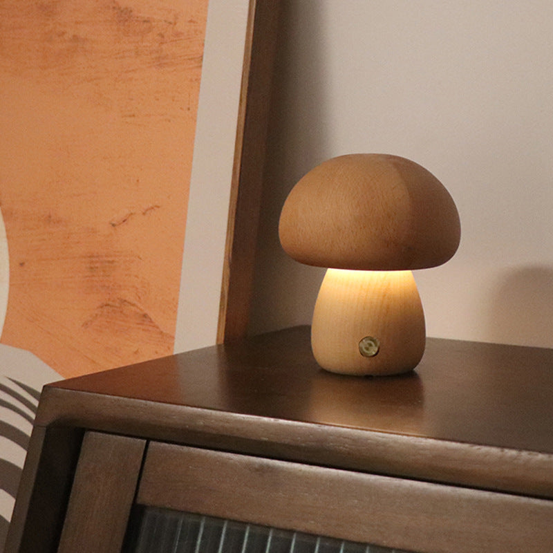 Wooden Cute Mushroom LED Night Light - Luma Lights