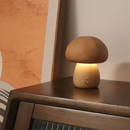 Wooden Cute Mushroom LED Night Light - Luma Lights