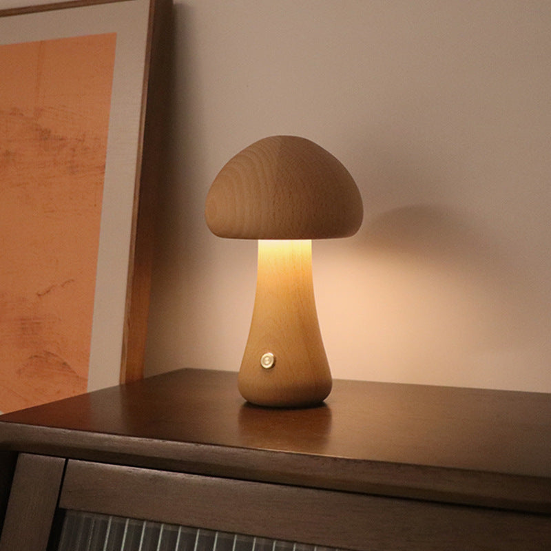 Wooden Cute Mushroom LED Night Light - Luma Lights
